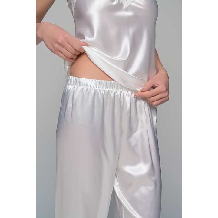 Νυφική Σατέν Πιτζάμα Τιραντάκι - Ιβουάρ