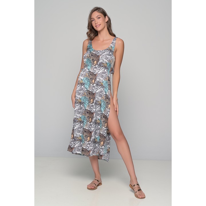 Sexy Cover-up Παραλίας Σατέν - Εμπριμέ