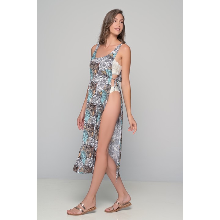 Sexy Cover-up Παραλίας Σατέν - Εμπριμέ