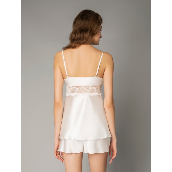Νυφικό Σετ Σατέν Babydoll και Ρόμπα - Ιβουάρ