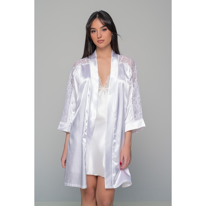 Νυφικό Σατέν Νυχτικό με String - Ιβουάρ