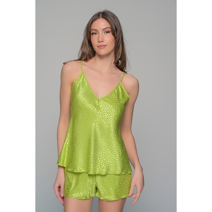 Babydoll με Σορτς Σατεν Ζακάρ - Kiwi