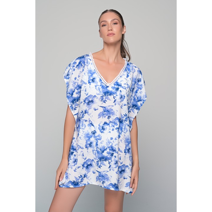 Καφτάνι Rayon - Λευκό-μπλε