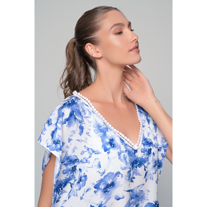 Καφτάνι Rayon - Λευκό-μπλε