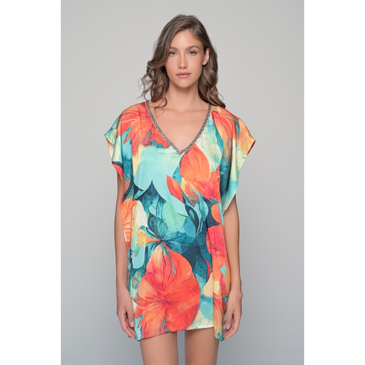 Σατέν Καφτάνι - Φλοράλ