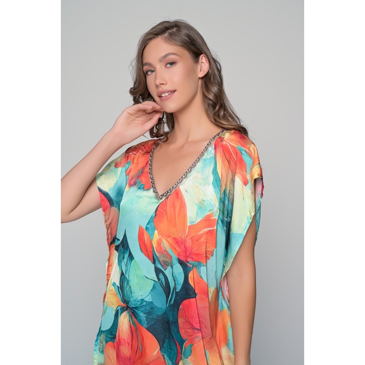 Σατέν Καφτάνι - Φλοράλ