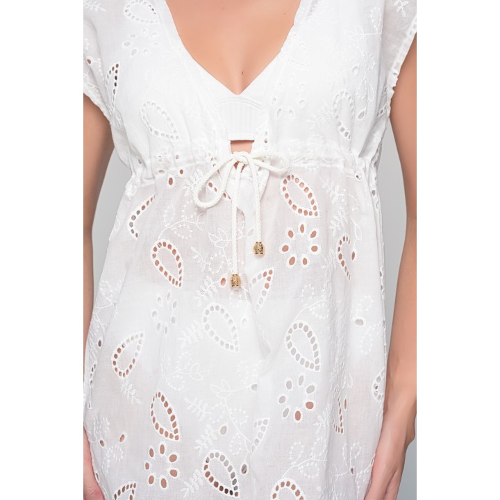 Καφτάνι Βαμβακερό Κιπούρ - Λευκό