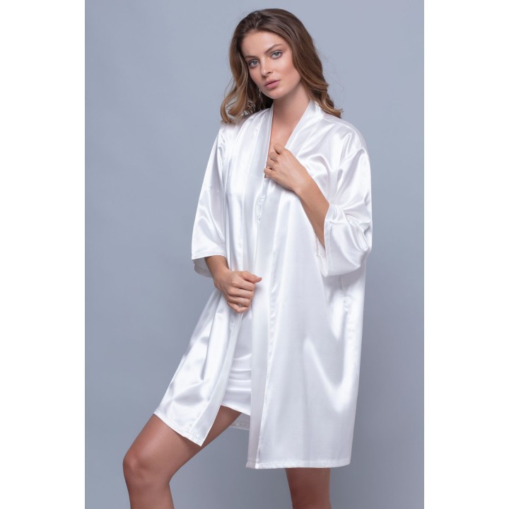 Νυφική Σατέν Ρόμπα με Στάμπα Bride - Λευκό