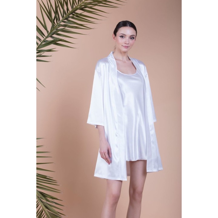 Απλό Νυφικό Σατέν Νυχτικό - Ιβουάρ