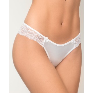 Σατέν Brazilian Slip με Δαντέλα - Λευκό